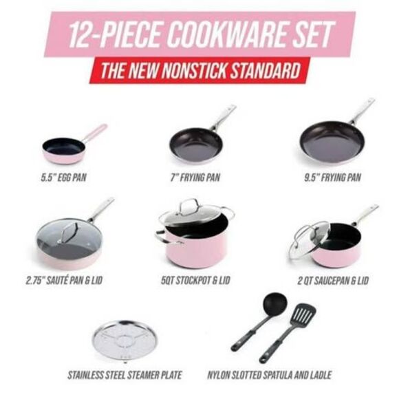 Blue Diamond Healthy Ceramic and Dishwasher Safe 12-Piece Pots and Pans - Picture 9 of 13